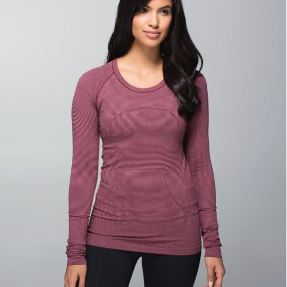 Lululemon Swiftly Tech Long Sleeve Crew – Tonka Stripe Heathered Plum - Picture 1 of 12